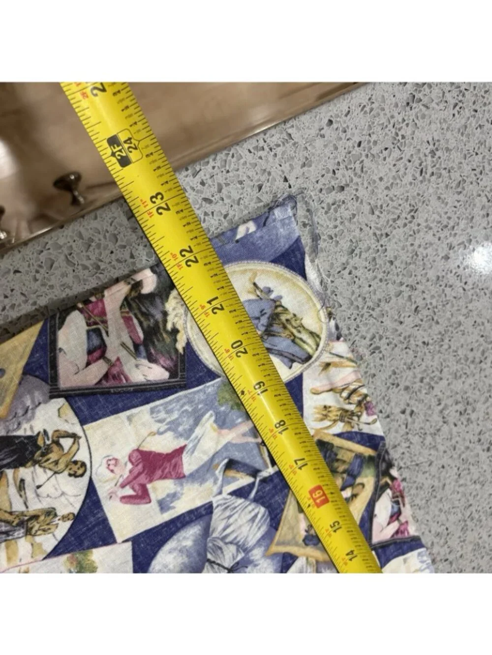 6 Yd X 44” Fabric Women Golf Flapper Vintage Blue Cotton Sewing Crafting Golfer